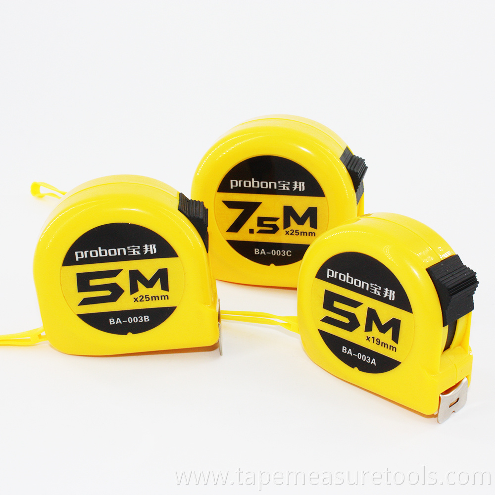 high quality new ABS plastic 5m 7.5m 10m yellow shell heavy duty tape measure